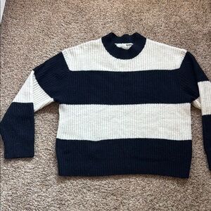H&M Elegant Striped Crewneck Sweater in Black and Cream